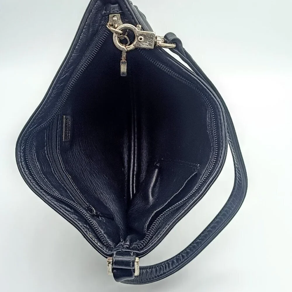Vintage Perlina Black Leather Mini Clutch Bag